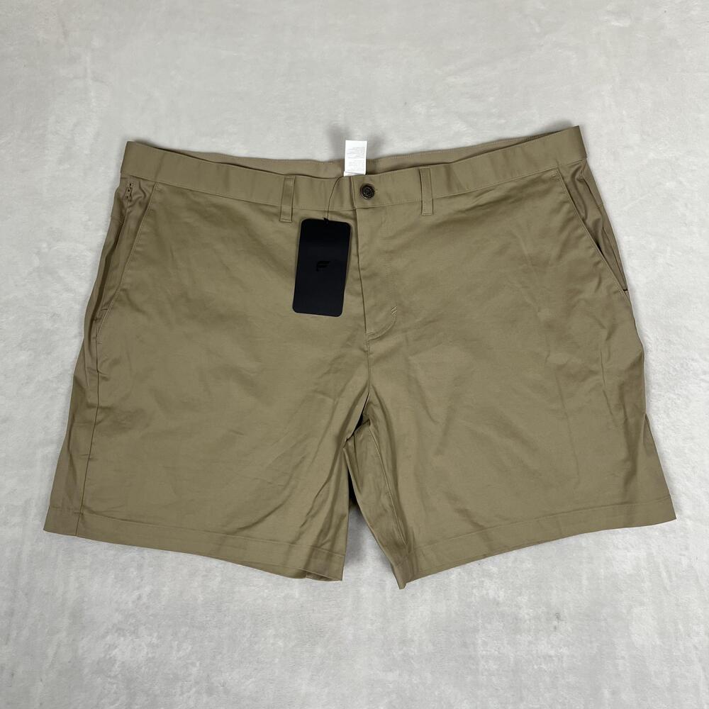 Fabletics High Side Chino Shorts Mens 44 Beige Stretch 9 Inseam Wrinkle Resist